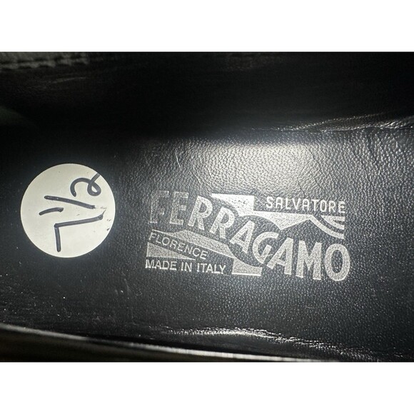 SALVATORE FERRAGAMO Black Patent Leather Horsebit Driving Loafers Women's 7.5 2A - Picture 10 of 13